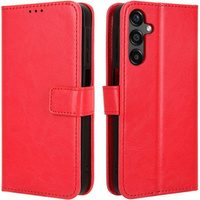 Etui z klapką do Samsung Galaxy M55 5G, Crazy Horse Wallet, czerwone