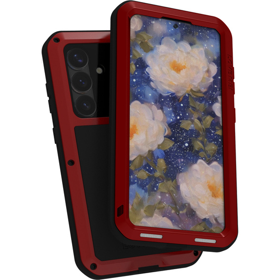 Etui Love Mei do Samsung Galaxy S25 Ultra, pancerne ze szkłem, czerwone