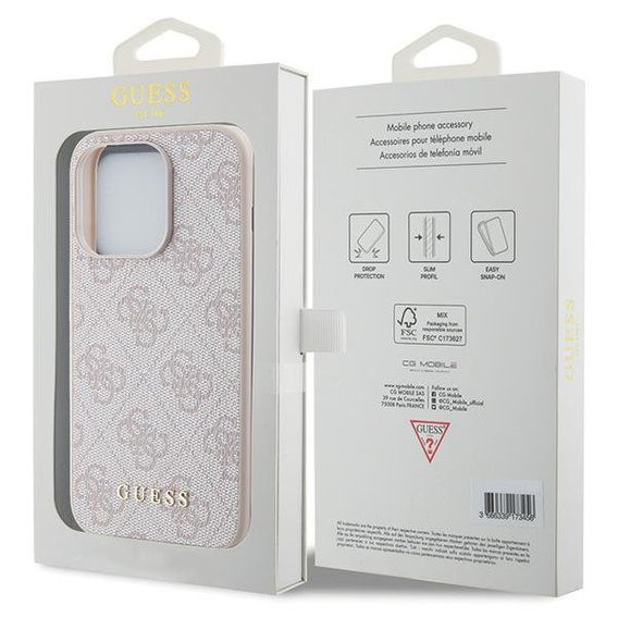 Etui GUESS do iPhone 15 Pro Max, 4G Metal Gold Logo, różowe