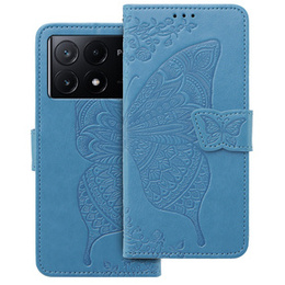 Etui z klapką do Xiaomi Poco X6 Pro 5G, Butterfly, niebieskie