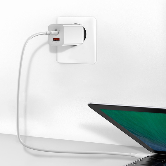 Ładowarka sieciowa Baseus GaN2 Lite, USB + USB-C, 65W - biała
