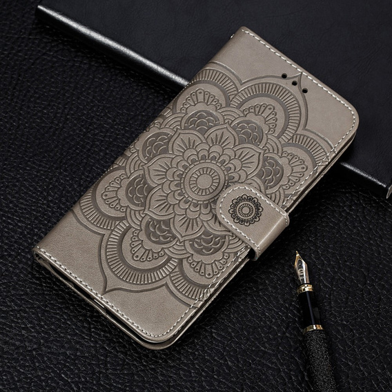 Etui z klapką do Xiaomi Redmi Note 9s/ 9 Pro, Mandala, szare
