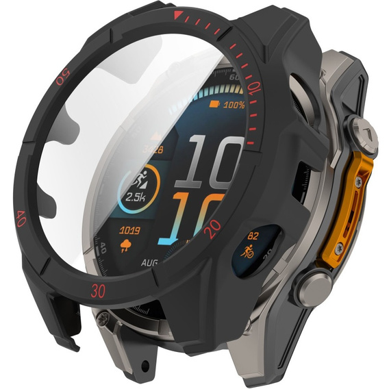 2w1 Etui + Szkło Hartowane do Garmin Fenix 8 51mm, Czarny / Czerwony