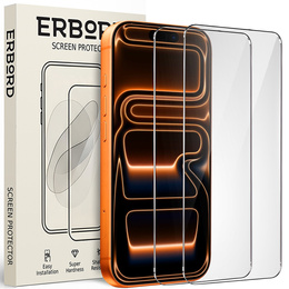 2x Szkło Hartowane do iPhone 17 Pro Max, ERBORD 9H Hard Glass, szybka