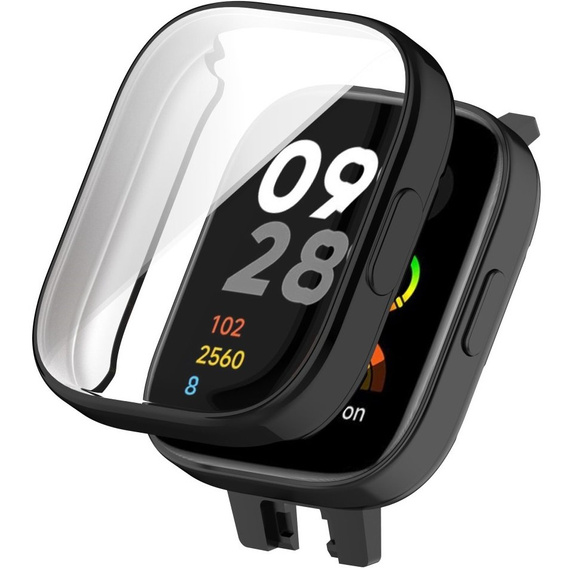 2w1 Etui Silikonowe z Osłoną na Ekran do Xiaomi Redmi Watch 3, Czarne