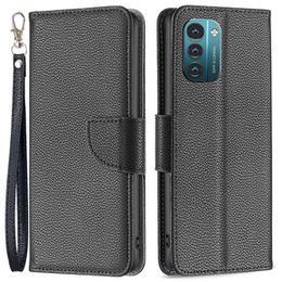 Etui z klapką do Nokia G11 / G21, Litchi Wallet Case, czarne