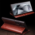 Etui z klapką do Samsung Galaxy S24 Ultra, QIALINO Leather Wallet, brązowe