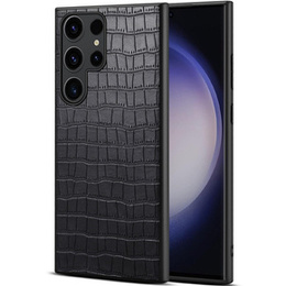 Etui do Samsung Galaxy S24 Ultra, Crocodile, skórzane czarne