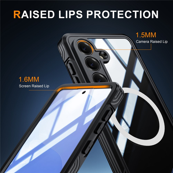 Etui do Samsung Galaxy S26, Shockproof, ze szkłem, do MagSafe, czarne