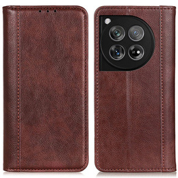 Etui do OnePlus 12 5G, Wallet Litchi Leather, brązowe