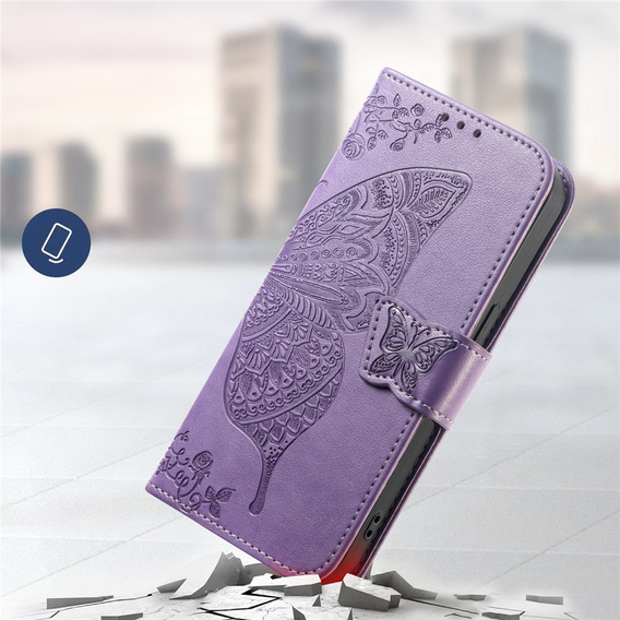 Etui z klapką do Oppo A6 Pro 5G, Butterfly, fioletowe