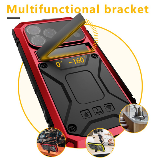 Etui R-JUST do iPhone 17 Pro Max z wbudowaną ochroną ekranu - czerwone