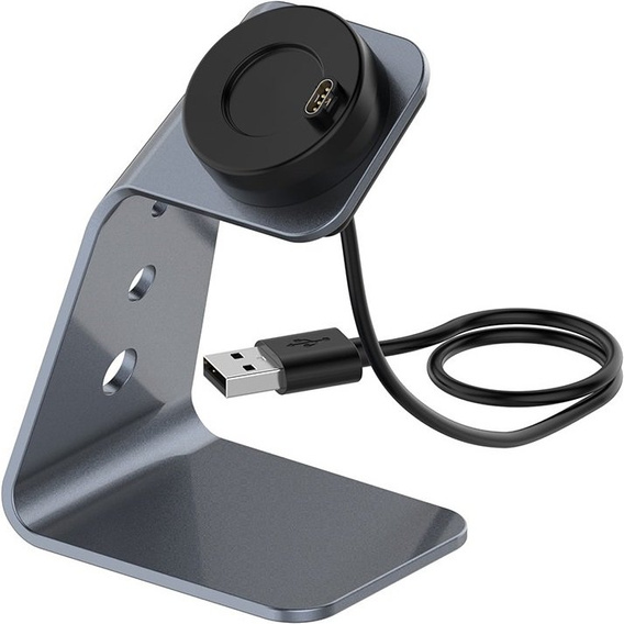 Aluminiowa Stacja Dokująca z kablem USB do zegarków Garmin, Szara