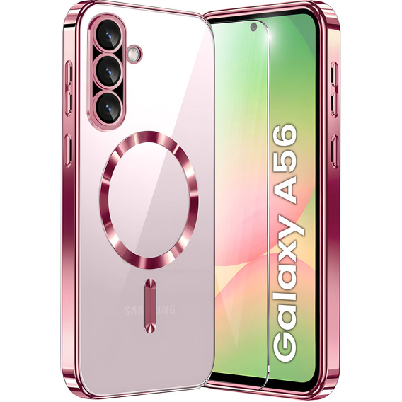 Etui do Samsung Galaxy A56 5G, Electro MagSafe, różowe rose gold + Szkło na ekran