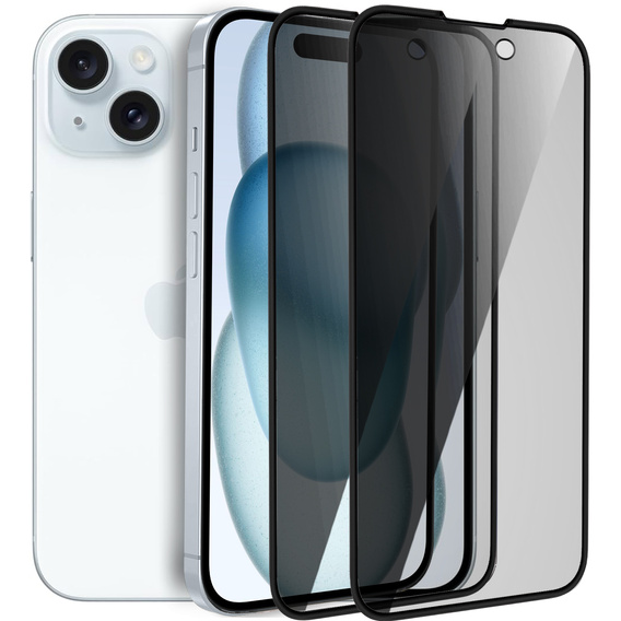 2x Szkło Prywatyzujące do iPhone 15 Plus, ERBORD Anti-Spy Hartowane