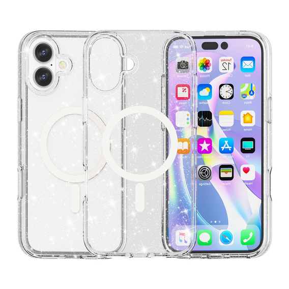 Etui do iPhone 17, do MagSafe, brokatowe, przezroczyste