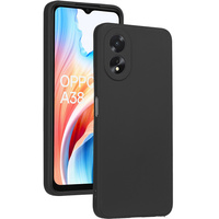 Etui cienkie do Oppo A18 4G / A38 4G, Slim Matowe, czarne + szkło 9H