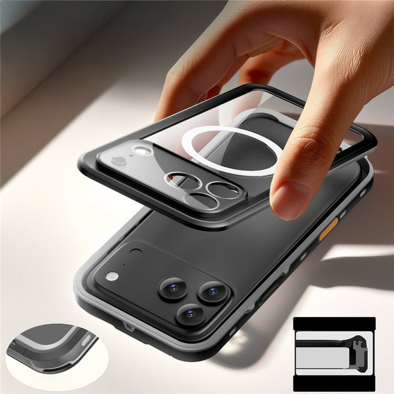 Etui Wodoodporne IP68 do iPhone 17 Pro Max, SHELLBOX MagSafe, czarne