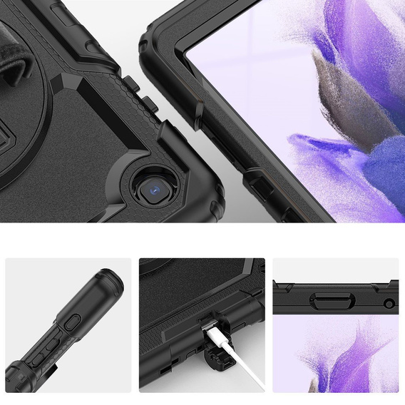 Etui do Samsung Galaxy Tab A7 Lite 8.7 T220 / T225, Pancerne z ochroną ekranu, Czarne