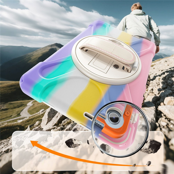 Pancerne etui do Lenovo Tab One 8,7", z podstawką i paskiem na ramię – wielokolorowe