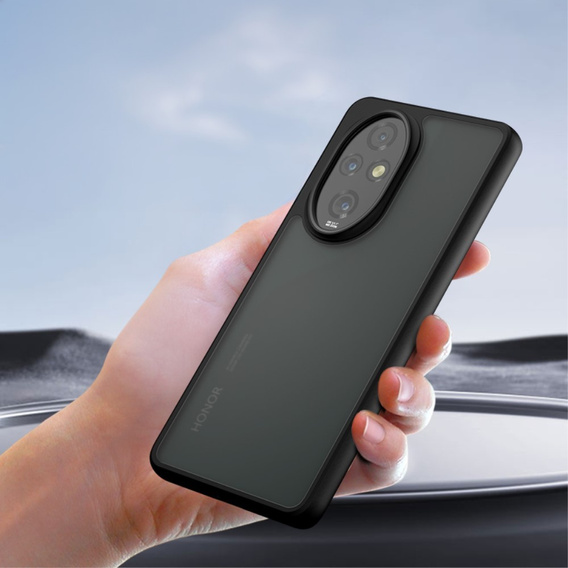 Etui matowe do Honor 200 Pro 5G – transparentne, czarne, z powłoką Soft Touch