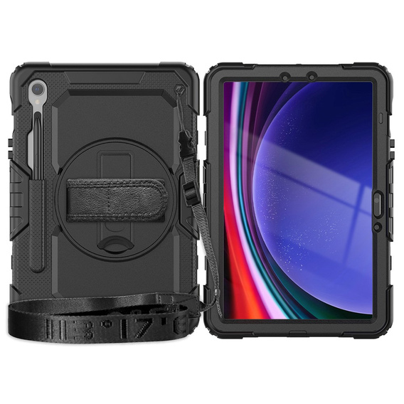 Etui pancerne do Samsung Galaxy Tab S10 Lite / S10 FE / S9 FE, ochronne 360 z miejscem na rysik, czarne