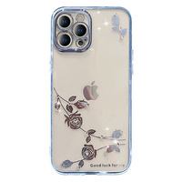 Etui do iPhone 15 Pro Max, Glitter Flower, niebieskie