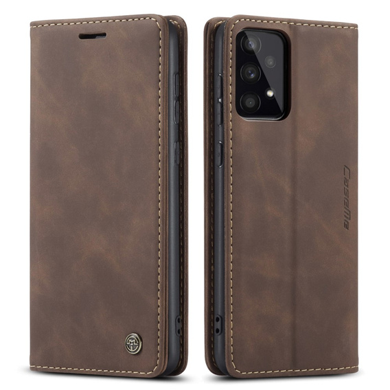 Etui CASEME do Samsung Galaxy A53 5G, Leather Wallet Case, kawowe