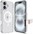 Etui ERBORD z MagSafe do iPhone 16, aktywny przycisk, przezroczyste + Szkło hartowane