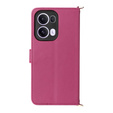 Etui z klapką do Oppo Reno 13 Pro 5G, Crossbody Leather Wallet, bordowe