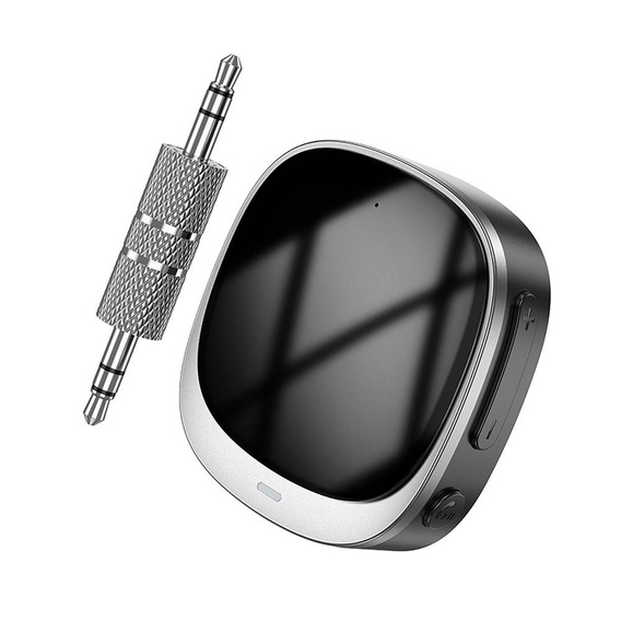 Adapter AUX bluetooth Jack 3,5 mm Hoco E80 z wyświetlaczem - czarny