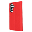 Etui z klapką do Samsung Galaxy S25, Litchi Skin Grain, czerwone