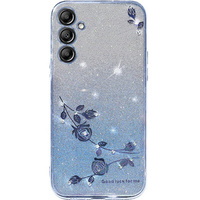 Etui do Samsung Galaxy S24, Glitter Flower, niebieskie