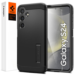 Etui Spigen do Samsung Galaxy S24, Tough Armor, Czarne + Szkło
