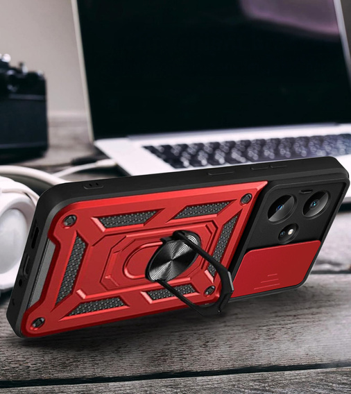 Etui pancerne do Realme GT 7 / 7T, CamShield Slide, czerwone