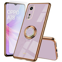 Zestaw Etui do Oppo A78 5G, Electro Ring, Fioletowe + szkło