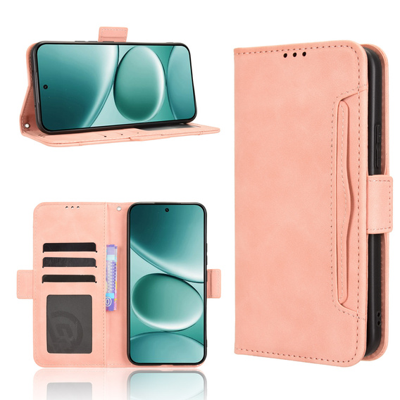 Etui z klapką do Xiaomi Redmi Note 15 Pro Plus 5G, Card Slot, różowe
