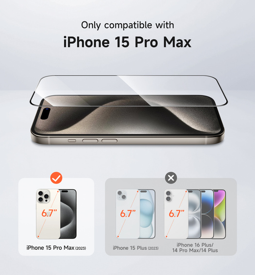 2x SURITCH Szkło Hartowane do iPhone 15 Pro Max, przezroczyste