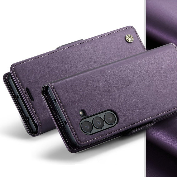 Etui z klapką CASEME do Samsung Galaxy Z Fold6 5G, Litchi Wallet, fioletowe