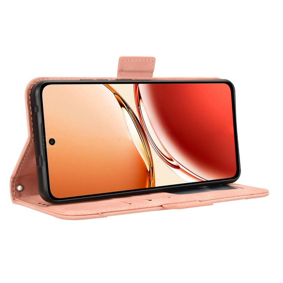 Etui z klapką do Oppo Reno 12FS / 12F, Card Slot, różowe