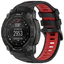 Pasek silikonowy do Garmin Instinct 3 Solar / Instinct 3 AMOLED 50mm – dwukolorowy, czarno-czerwony