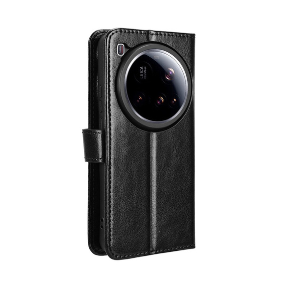 Etui z klapką do Xiaomi 15 Ultra, Crazy Horse Wallet, czarne