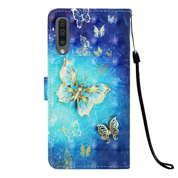 Etui Wallet do Samsung Galaxy A50/A50S/A30S, Light Spots Decor, Gold Butterfly