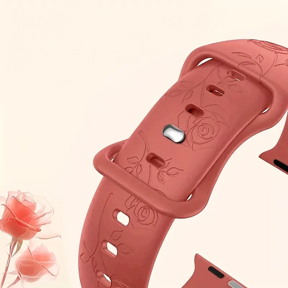 Pasek Silikonowy do Apple Watch 1/2/3/4/5/6/7/8/9/10/11/SE Ultra 1/2/3 42/44/45/46/49mm, Rose, Czerwony
