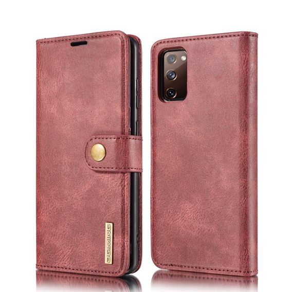 DG.MING Skórzane Etui 2in1 Wallet Case do Samsung Galaxy S20 FE - Wine Red