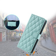 Etui z klapką do iPhone 16, Rhombus Crossbody Leather, zielone
