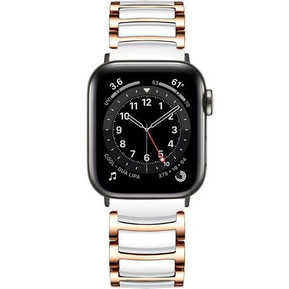 Bransoleta do Apple Watch 1/2/3/4/5/6/7/8/9/10/11/SE Ultra 1/2/3 42/44/45/46/49mm, Biała / Różowe złoto