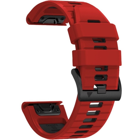 Pasek Silikonowy QuickFit do Garmin Fenix 22mm, Czerwony / Czarny
