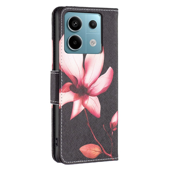 Etui z klapką do Xiaomi Redmi Note 13 Pro 5G, Wallet, Lotus czarne