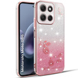 Etui do Motorola Moto G86 5G, Glitter Flower, różowe rose gold